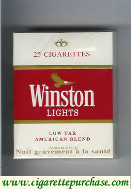 Winston Lights white and red 25s cigarettes hard box